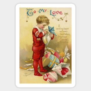 Vintage Valentine Boy Sticker